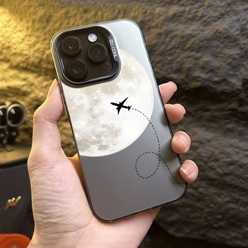 Dành Cho iPhone 16 11 12 13 14 15 Pro Max Cho iPhone 16e XR X XS Max 7 8 Plus SE2020 2022 Mặt Trăng Tình Yêu Máy Bay IMD Kim Loại Cứng Chống Sốc