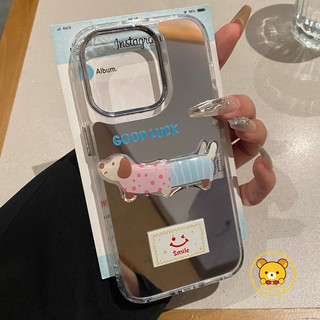 Dachshund Giá Đỡ Gương Cho Samsung Galaxy S25 Edge S24 S23 S22 S21 S10 Plus S20 FE F55 F14 C55 M55 M52 M34 M32 M22 F22 M14 A22 Ốp Điện Thoại Hoạt Hình Chó Dễ Thương Ốp Lưng Mềm