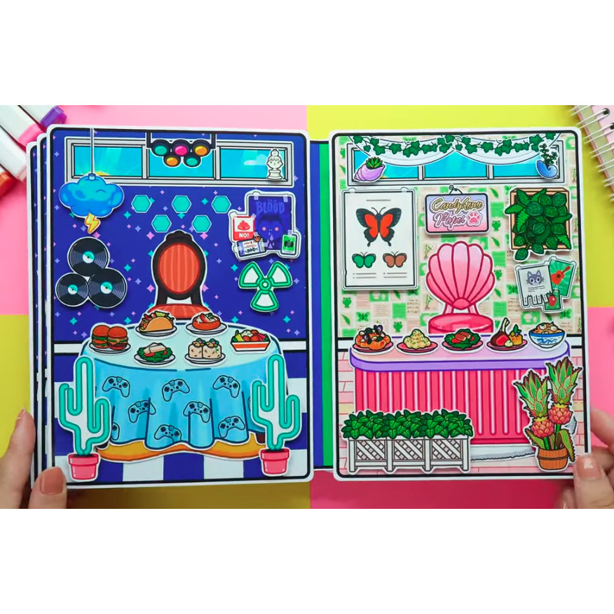 Búp bê giấy Ngôi nhà Gamer and Romantic,đồ chơi bóc dán dành cho bé