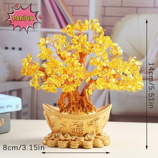 Pnpia Cây Tiền May Mắn Trung Quốc Thỏi Vàng Pha Lê Cây May Mắn Vật Trang Trí Sự Giàu Có Trang Trí Văn Phòng Nhà Trang Trí Bàn Thủ Công Boutique