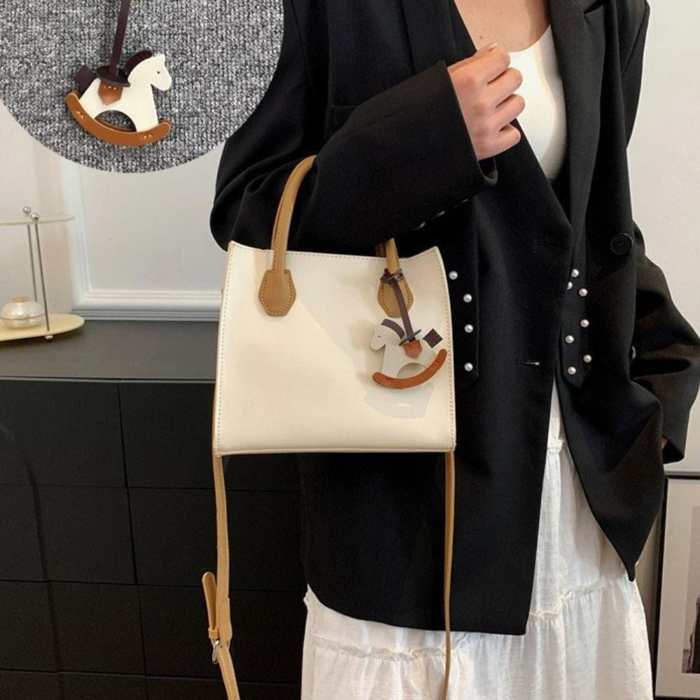 Mặt dây chuyền túi SLICELLIFE hình ngựa, phụ kiện treo ví dễ thương, da PU bền, quà tặng động vật, DIY