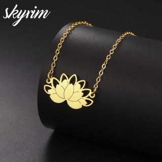 SKYRIM Vòng Cổ Hoa Sen Thanh Lịch Trang Sức Thép Không Gỉ Cho Cô Gái