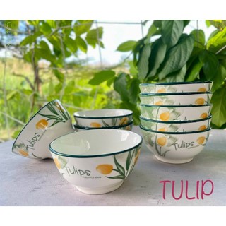 Tô Chén Đĩa Họa Tiết Hoa Tulip Cực Xinh - Decor, Dĩa Đựng Đồ Ăn, Tráng Men Cao Cấp, Dụng Cụ Bàn Ăn Cao Cấp - PT