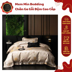 Bộ Chăn Ga Gối Chất Liệu Gấm Dệt Cao Cấp Thiết Kế Họa Tiết Độc Đáo Tỉ Mỉ Tinh Tế- MemMinbedding Luxury