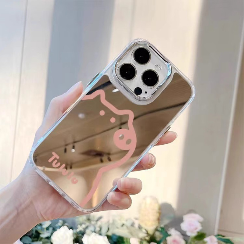 Ốp Gương Điện Thoại Tululu Pig Dễ Thương Cho Google Pixel 10 9 Pro XL 8 Pro 8A 7 Pro 7A 6A 5 XL 4 4A 5A 3A Vỏ Mềm Chống Sốc Vỏ Khung Mạ Sang Trọng