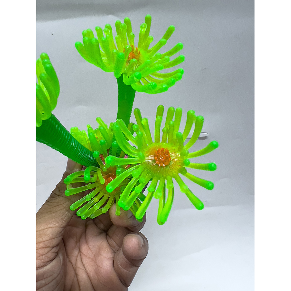 Rong Hải Quỳ Dạ Quang Mini Trang Trí Bể Cá Cảnh, Thủy Sinh (Cao 8cm)