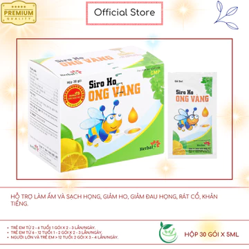 [HOẢ TỐC]Siro Ho Ong Vàng Plus| Thảo Dược Việt Giúp Dịu Họng, Giảm Ho, Đau Họng| 30 gói x 5ml