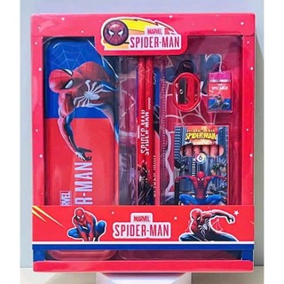 Bộ Dụng Cụ Học Tập Cho Bé Mẫu Siêu Nhân Nhện Spider Man Đầy Đủ Hộp Bút, Bút Chì, Thước, Tẩy, Máy Chuốt, Sáp Màu...