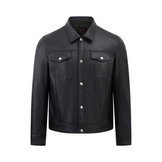 Áo da cừu nam cổ bẻ Collar FTT Leather, áo da thật túi hộp chìm cúc trắng sang trọng lịch sự AD413C