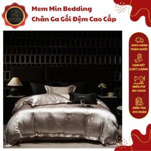 Bộ Chăn Ga Gối Chất Liệu Gấm Bóng Mịn Cảm Giác Êm Ái Dễ Chịu Thiết Kế Cổ Điển - MemMinbedding Luxury