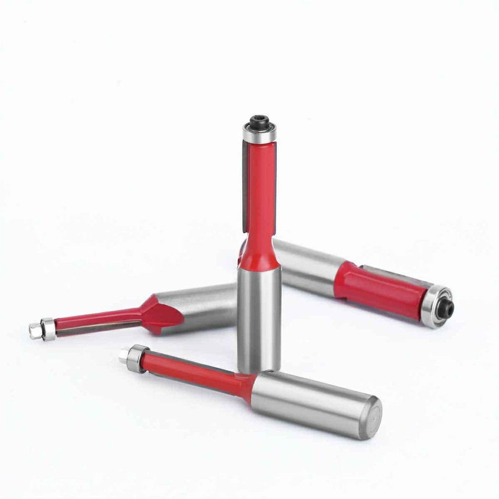 Mũi phay gỗ thẳng có bi mũi soi lấy nền Đỏ cốt 6.35mm