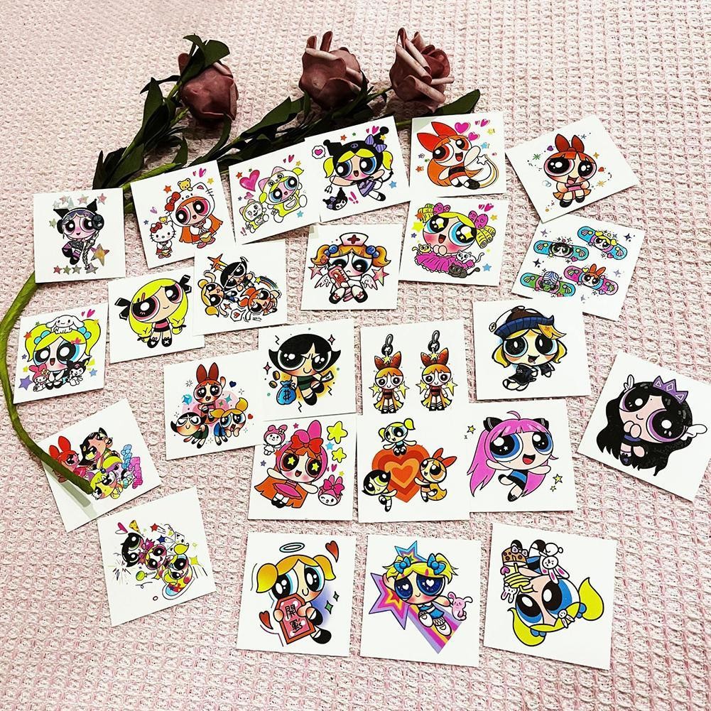 The Powerpuff Girls Hình Xăm Miếng Dán Hoạt Hình Dễ Thương Trẻ Em Chống Thấm Nước Lâu Dài Hình Xăm L7k1