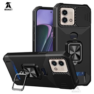 Dành Cho Motorola Moto G Stylus 5G 2023 Ốp Lưng Có Trượt Camera Bao Đựng Thẻ Nhẫn Chân Đế Chịu Lực Bảo Vệ Mỏng Bao Da
