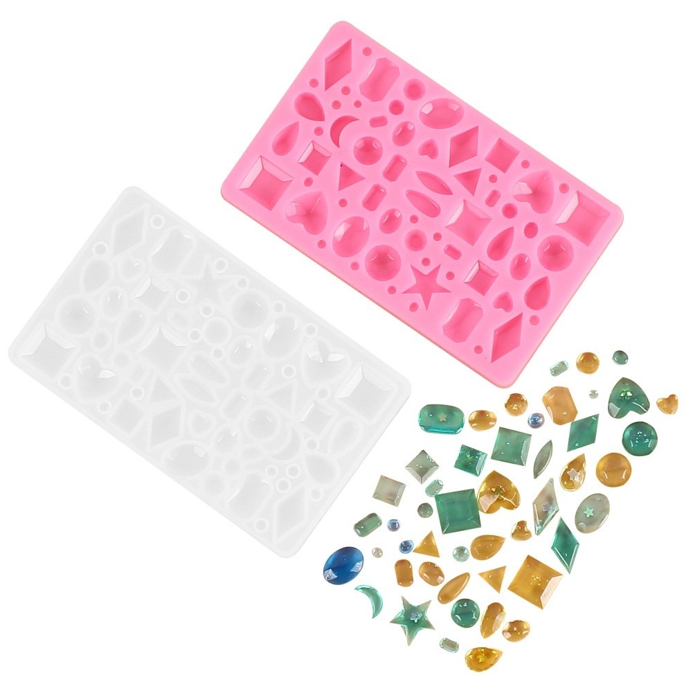 Diy Trang Sức Bông Tai Khuôn Silicon Hình Trái Tim Hình Học Giọt Nước Mặt Trăng Hình Bán Nguyệt Kim Cương Mặt Dây Chuyền Khuôn Socola Trang Trí Bánh Khuôn