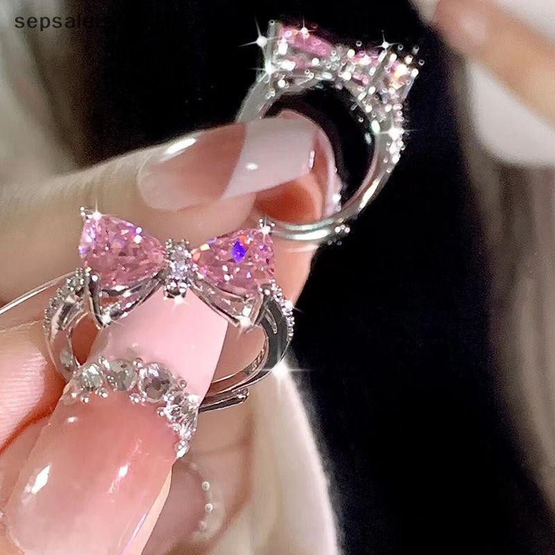 # VN # Nhẫn công chúa đáng yêu Nhẫn nơ có thể điều chỉnh Nhẫn phong cách Ins ngọt ngào Trang sức dành cho phụ nữ Phụ kiện quà tặng tiệc sinh nhật.
