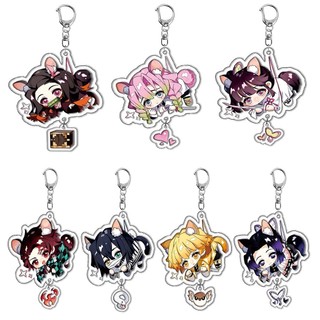 Anime Demon Slayer Móc Khóa Hoạt Hình Tanjirou Kamado Nezuko Tomioka Giyuu Kimetsu No Yaiba Acrylic Hai Mặt Mó