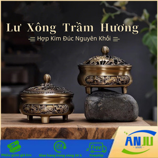 Lư Xông Trầm Hương Cao Cấp Hợp Kim Đúc Nguyên Khối, Đế Đôn Thờ Cúng Tinh Tế