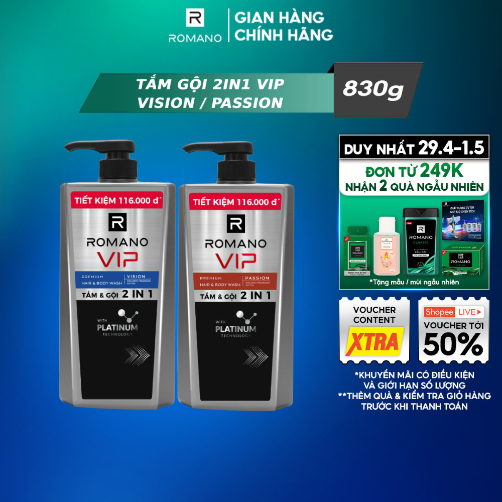 [Dung Tích Lớn] Tắm gội cho nam Cao Cấp Romano VIP Mùi Hương Bí Ẩn Nam ...