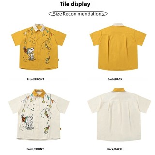 Áo sơ mi dáng rộng họa tiết Snoopy cổ điển, thoáng mát suốt mùa hè