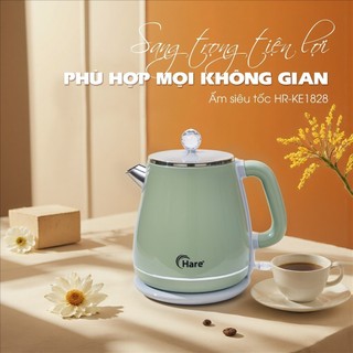 Ấm đun nước siêu tốc Hare HR KE1828 dung tích 1.8L công suất 1800W, thân ấm 2 lớp, bh 12 tháng
