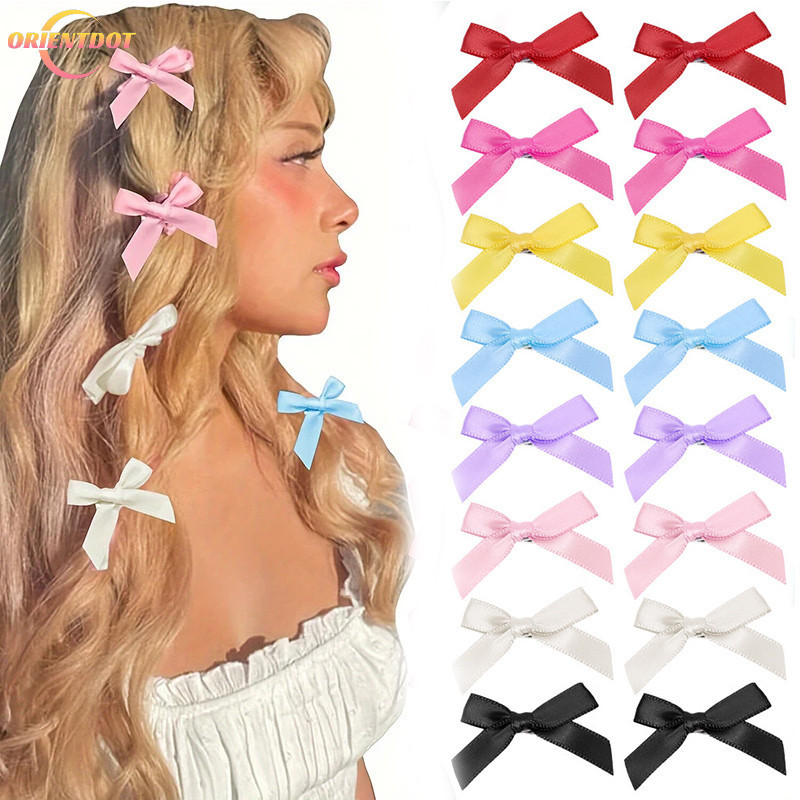 8 Chiếc Kẹp Tóc Nơ Ruy Băng Lụa Nhiều Màu Sắc - Thời Trang Cô Gái Ngọt Ngào Barrettes Nữ INS Mũ Đội Đầu