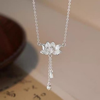 Vòng cổ hoa sen bạc S925 Trang sức thời trang đơn giản Quà tặng nữ