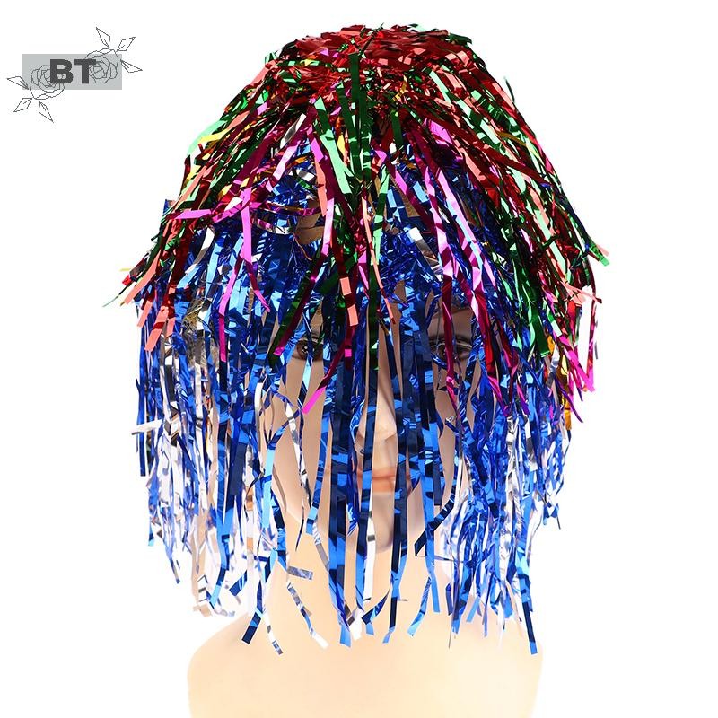BT Bộ Tóc Giả Bằng Lá Kim Loại Lấp Lánh Vui Nhộn Hóa Trang Lễ Hội Hóa Trang