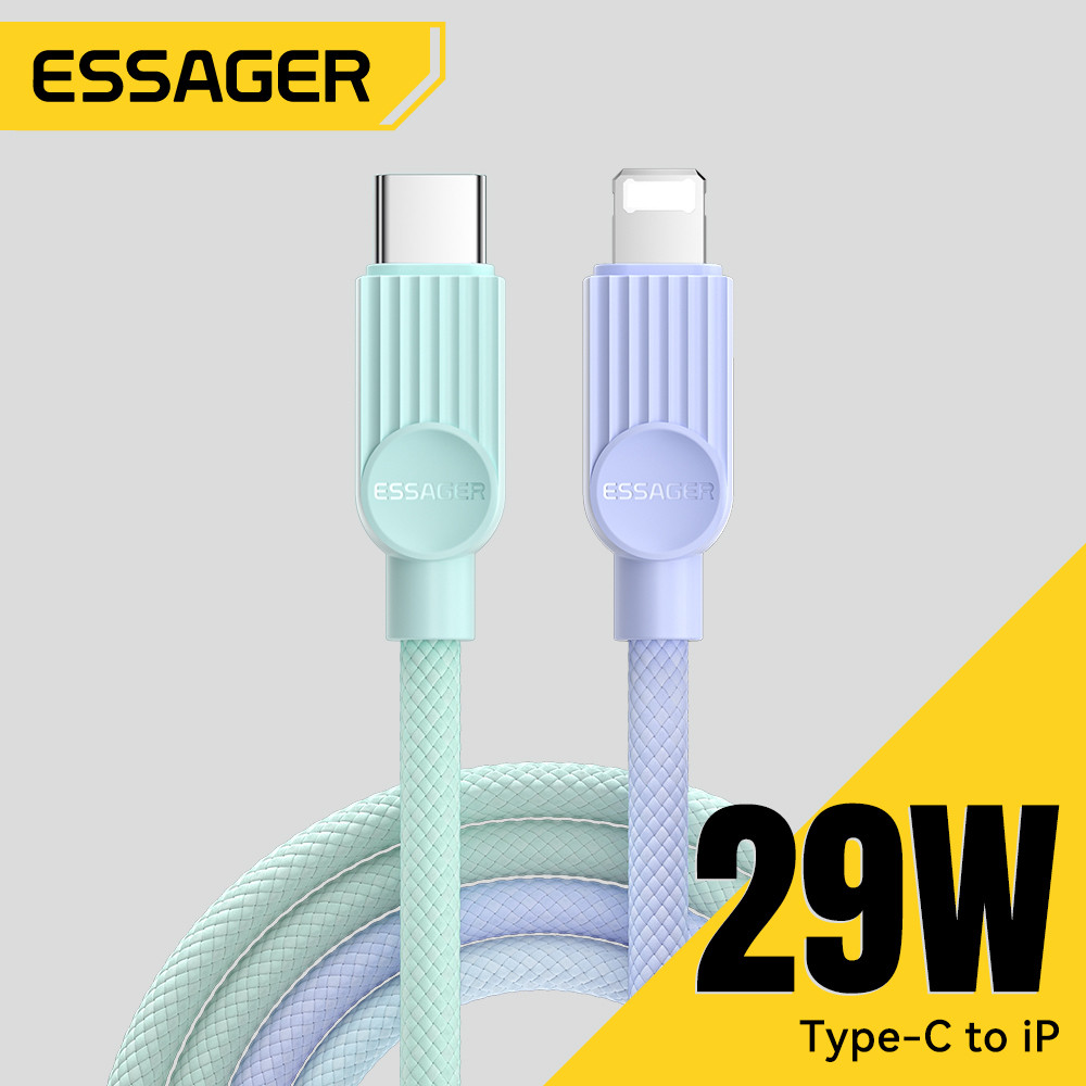 Essager PD 29W Cáp dữ liệu sạc nhanh USB-C sang L Cáp bện hai màu một dây