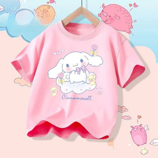 2025 Cinnamoroll Bé Gái Tay Ngắn Tee Hoạt Hình Dễ Thương Mùa Hè Trẻ Em Trang Phục Nhân Vật In Áo Thun