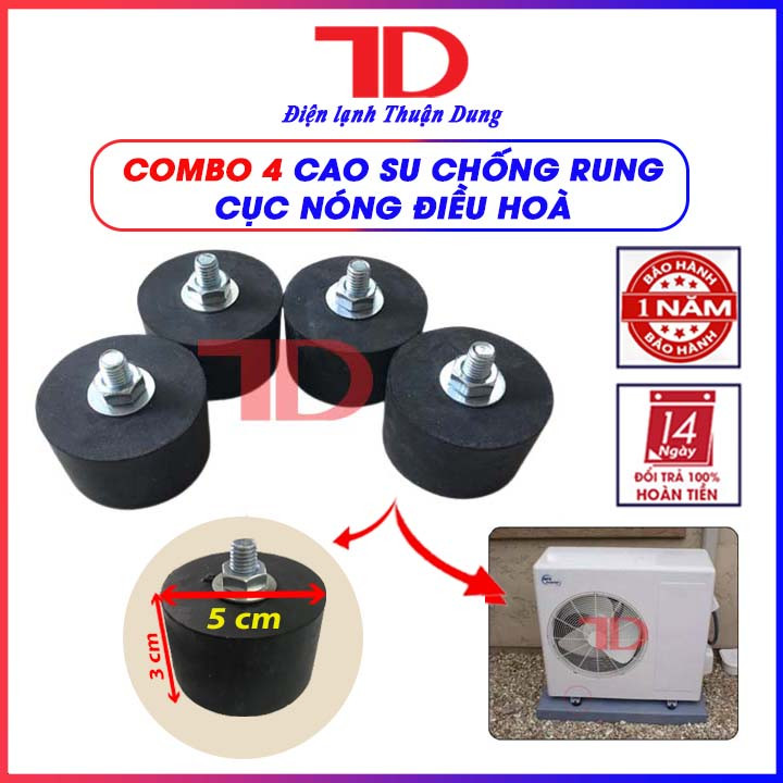 Bộ 4 cao su chống rung cục nóng điều hòa, giảm chấn, chống rung, lắp dễ ...