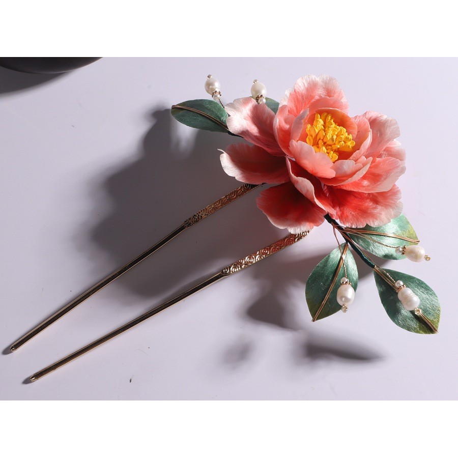 Mới Phong Cách Trung Quốc Không Duy Trì Lụa Nhung Hoa Kẹp Tóc Hoa Mẫu Đơn Hồng Hanfu Sườn Xám Mũ Đội Đầu Nữ Cổ Điển Phong Cách Cung Điện Trung Quốc Phụ Kiện Tóc Hoa Lớn Kẹp Tóc Làm Bằng Tay