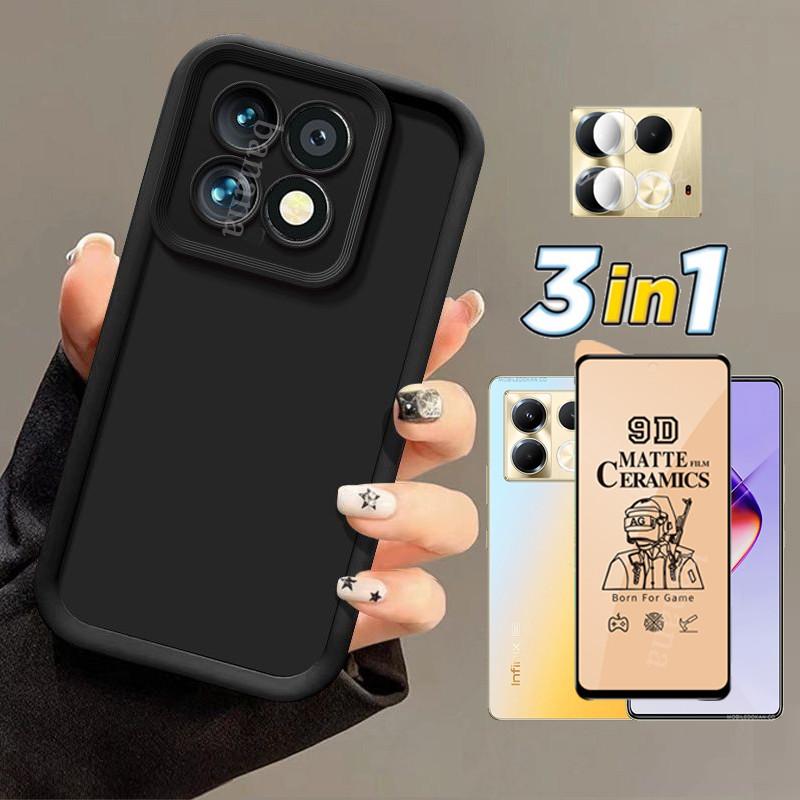 3in1 Infinix Note 40 5G Trọn gói Vỏ điện thoại chống sốc cho Infinix Note 40 4G Kính cường lực gốm + Phim ống kính