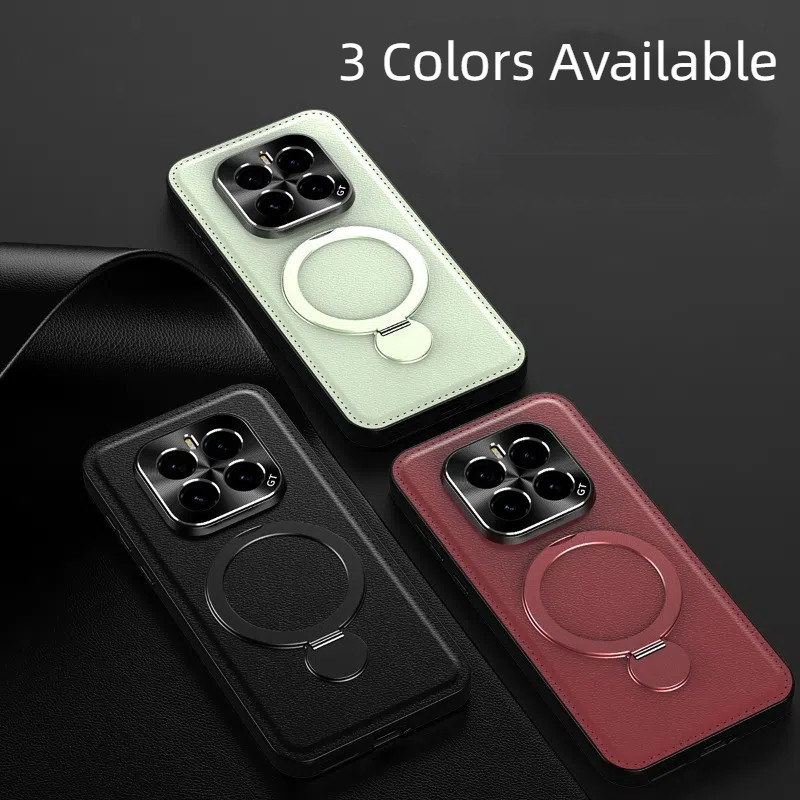 Dành Cho Honor GT Pro GTPro Ốp Lưng Da PU Sang Trọng 360o Giá Đỡ Vòng Từ Tính Kim Loại Bảo Vệ Ống Kính Máy Ảnh PC Vỏ Điện Thoại Cứng Cho Honor GT Pro