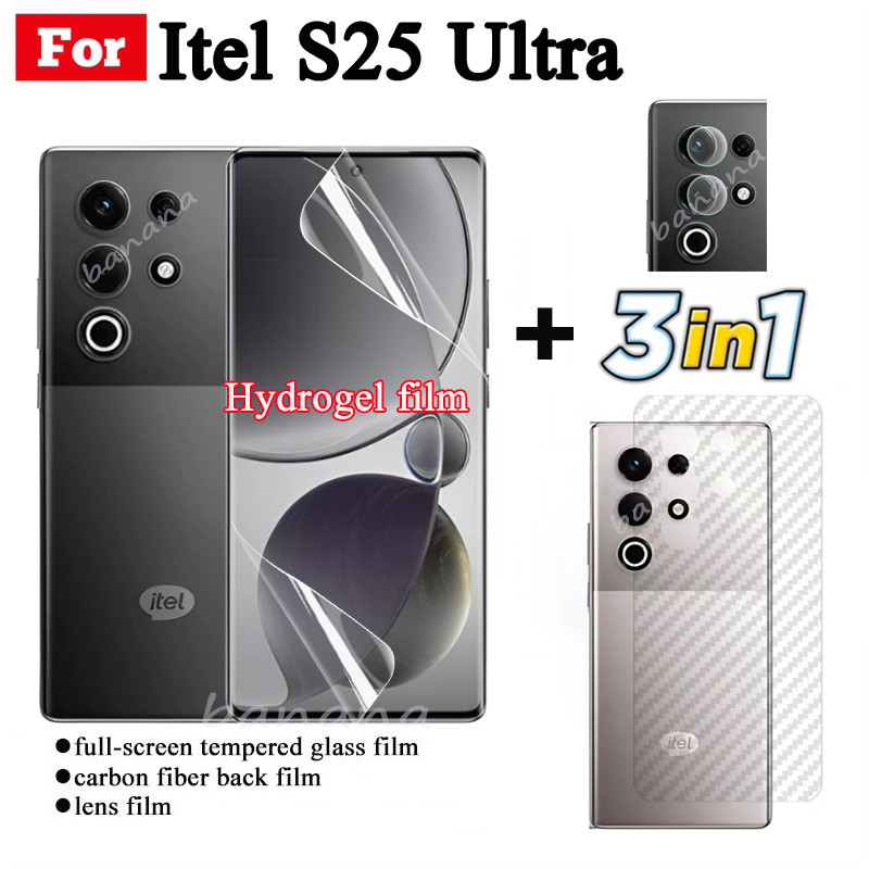 Itel S25 Ultra Full Transparent Hydrogel Soft Film Bảo vệ màn hình + Mặt sau Flim + Ống kính máy ảnh Flim