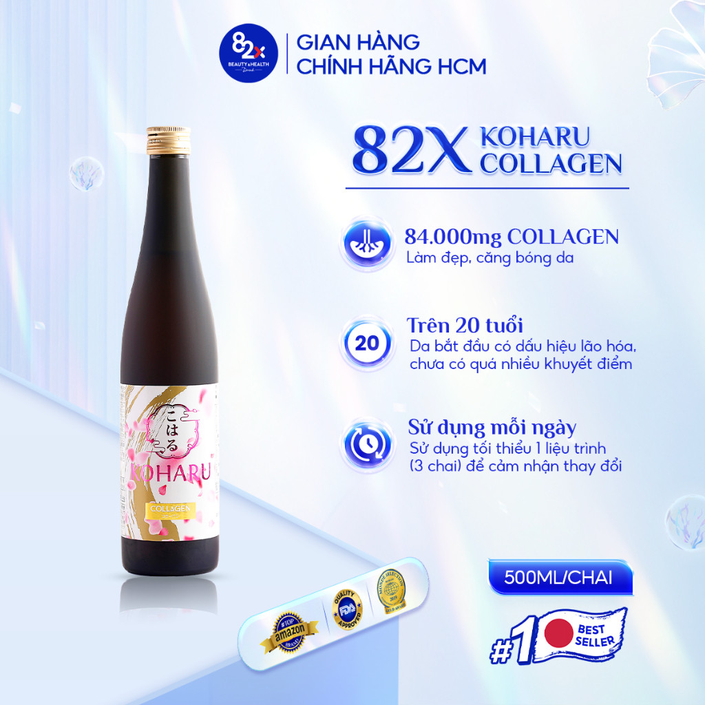 Ảnh [Date 8/2025] 82X Nước Uống Đẹp Da KOHARU COLLAGEN Chai 500ml Chứa 84000mg Collagen Peptide - Khỏe Tóc & Móng 1