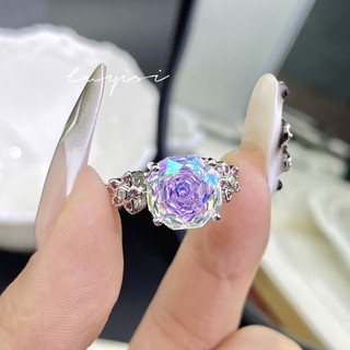 Châu Âu Mỹ ins Phong Cách Mới Hình Bát Giác Thiên Niên Kỷ Hoa Hồng Cắt Cao Kim Cương Carbon Phù Hợp Với Nữ