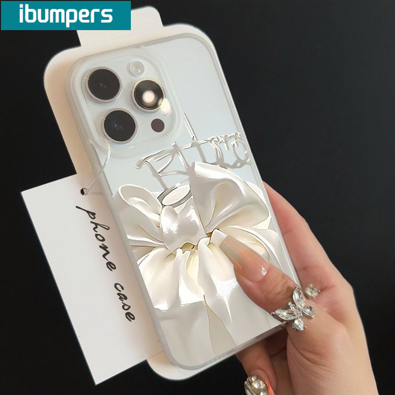 ibumpers Ốp Lưng IPhone Họa Tiết Thỏ Nơ Dễ Thương Đẹp Ốp Điện Thoại Trong Suốt Nhám Mờ TPU Mỏng Chống Sốc Chống Bẩn Cho IPhone 16 15 14 12 13 11 Pro Max IP 7 8 Plus X XS XR