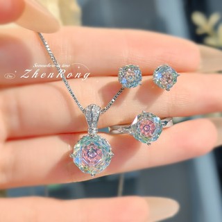 Châu Âu Mỹ ins Phong Cách Mới Kim Cương Hình Bát Giác Thiên Niên Kỷ Hoa Hồng Cắt Nhiều Màu Sắc Phù Hợp Với Nữ
