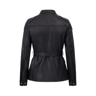 Áo da cừu nam FTT Leather Racer Jacket 4 túi hộp có đai rời dáng dài AD317C40