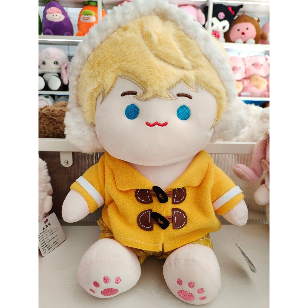 Gấu bông búp bê nam đeo tai nghe nhồi bông búp bê nam nữ tóc dài nhiều màu sắc trang phục có thể tháo rời