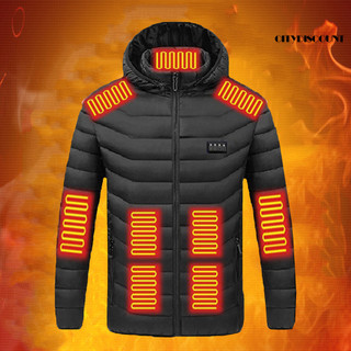 Di 19 Zone Hot Spots Áo sưởi ấm Tấm than chì Áo khoác sưởi ấm bằng sợi Carbon Áo khoác Cotton Usb có mũ trùm đầu Áo khoác dây kéo dài cho 19 điểm nóng Áo khoác ngoài có thể giặt bằng tay