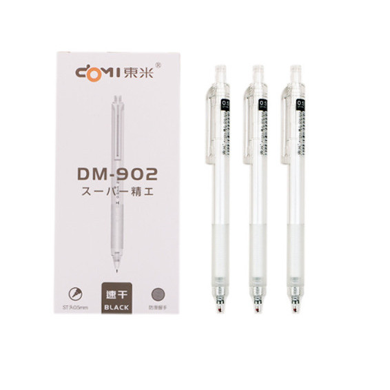 Bút viết bi gel, bút nước bấm đầu kim DOMI 0.5mm DM-902 ( mực đen, đỏ ).