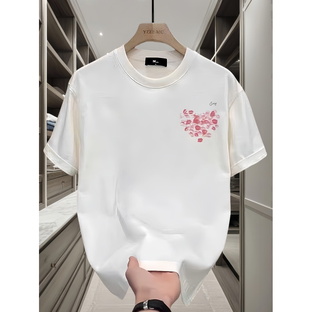 Hàng sẵn có Vintage Series Lipprint in họa tiết Áo thun cổ tròn mềm cao cấp Unisex Bán chạy