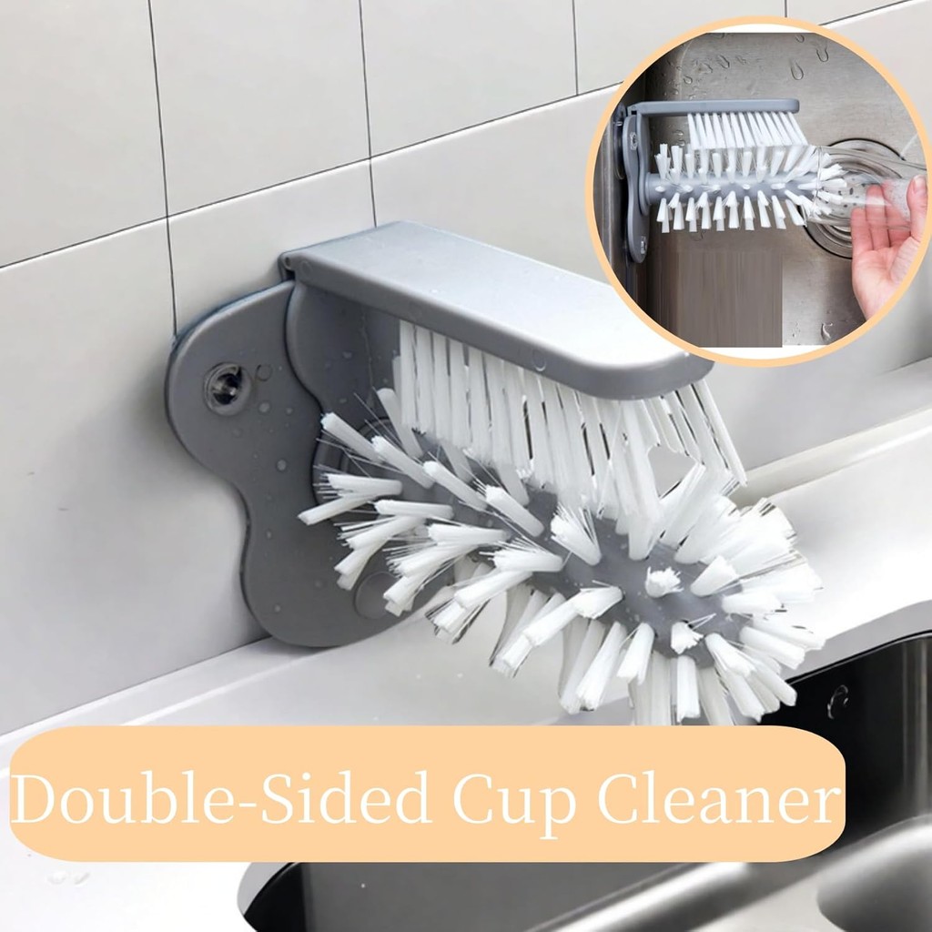 Ảnh Bàn chải làm sạch cốc hai mặt Emboadlie, Máy làm sạch cốc hai mặt lười biếng, có đế hút có thể tháo rời, Thiết kế làm sạch nhanh để sử dụng tại nhà và quán cà phê 4