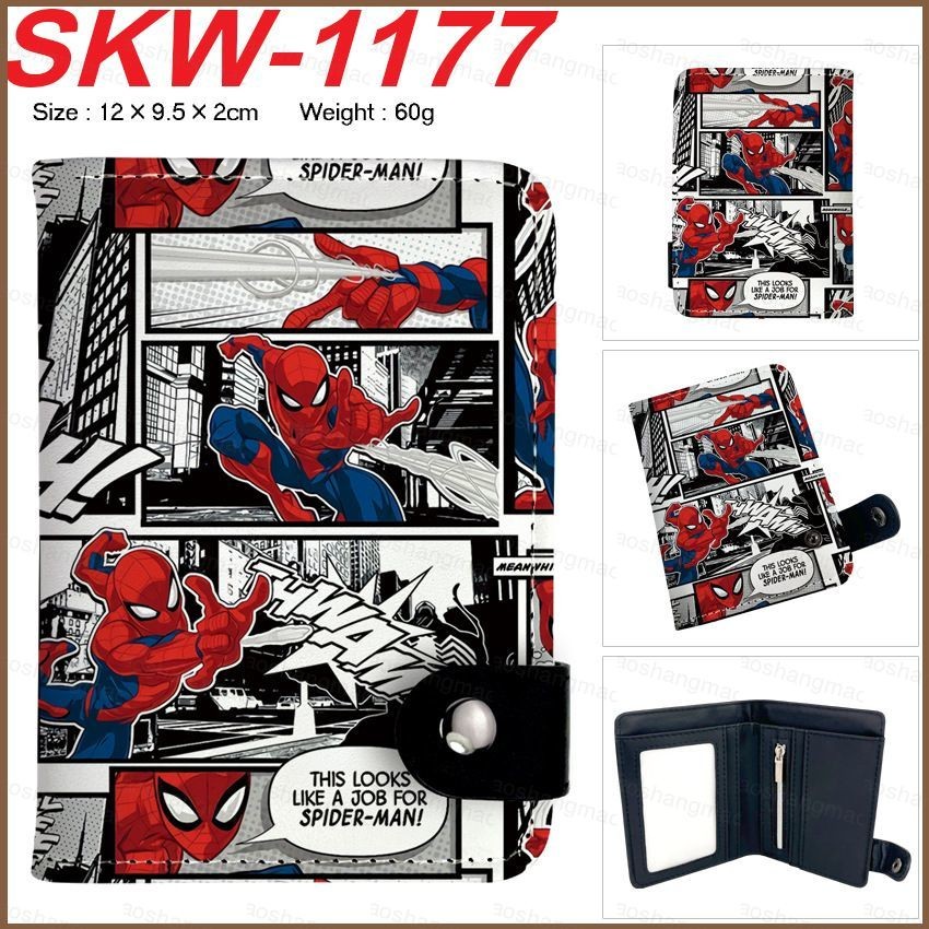 YT2 Marvel Spider-Man Iron Man Batman Nam Anime Ví Học Sinh Cầm Tay Đa Năng Nhiều Khe Cắm Thẻ Túi Đồng Xu Purs
