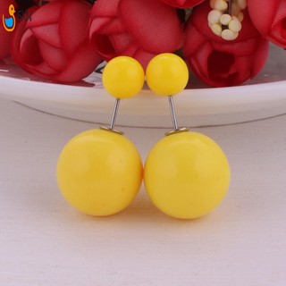 Bông tai ngọc trai giả dành cho nữ Bông tai hình học hai mặt Trang sức thời trang cho ngày lễ tình nhân Quà tặng Giáng sinh