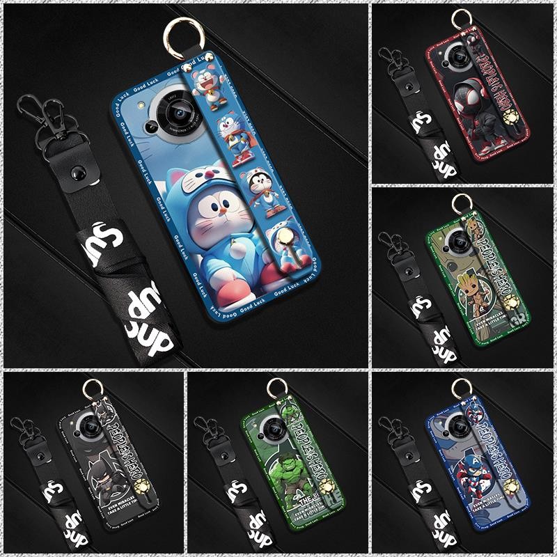 Ốp Lưng Chống Va Đập Ốp lưng Sharp Aquos R7 / SH-52C Bảo Vệ Chống Bụi Thiết Kế Thời Trang Dây Buộc Giá Đỡ Điện Thoại Chân Đế Silicon Vỏ Mềm Dễ Thương Vòng Hoạt Hình Chống Sốc