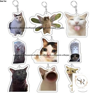 Siêu dễ thương bánh mì popping Mèo Meow Meme Móc chìa khóa móc khóa vòng cho các phụ kiện túi Mặt dây chuyền Keyring t