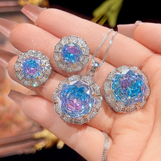Châu Âu Mỹ ins Phong Cách Mới Đáy Đồng Mạ Vàng Hoa Hồng Cắt Màu Gradient Phù Hợp Với Nữ 16-10mm