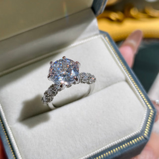 Châu Âu Mỹ ins Phong Cách Mới 5 Carat Nhiều Màu Sắc Zircon Sáu Móng Vuốt Mở Nhẫn Nữ